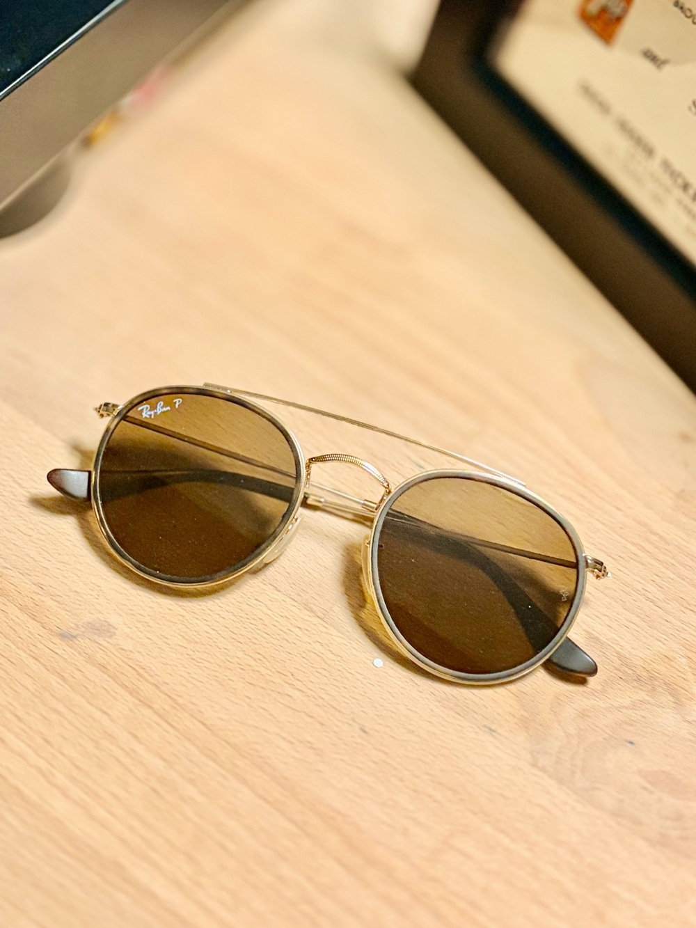 Ray-Ban Gold Frame Sunglasses with Brown Lenses